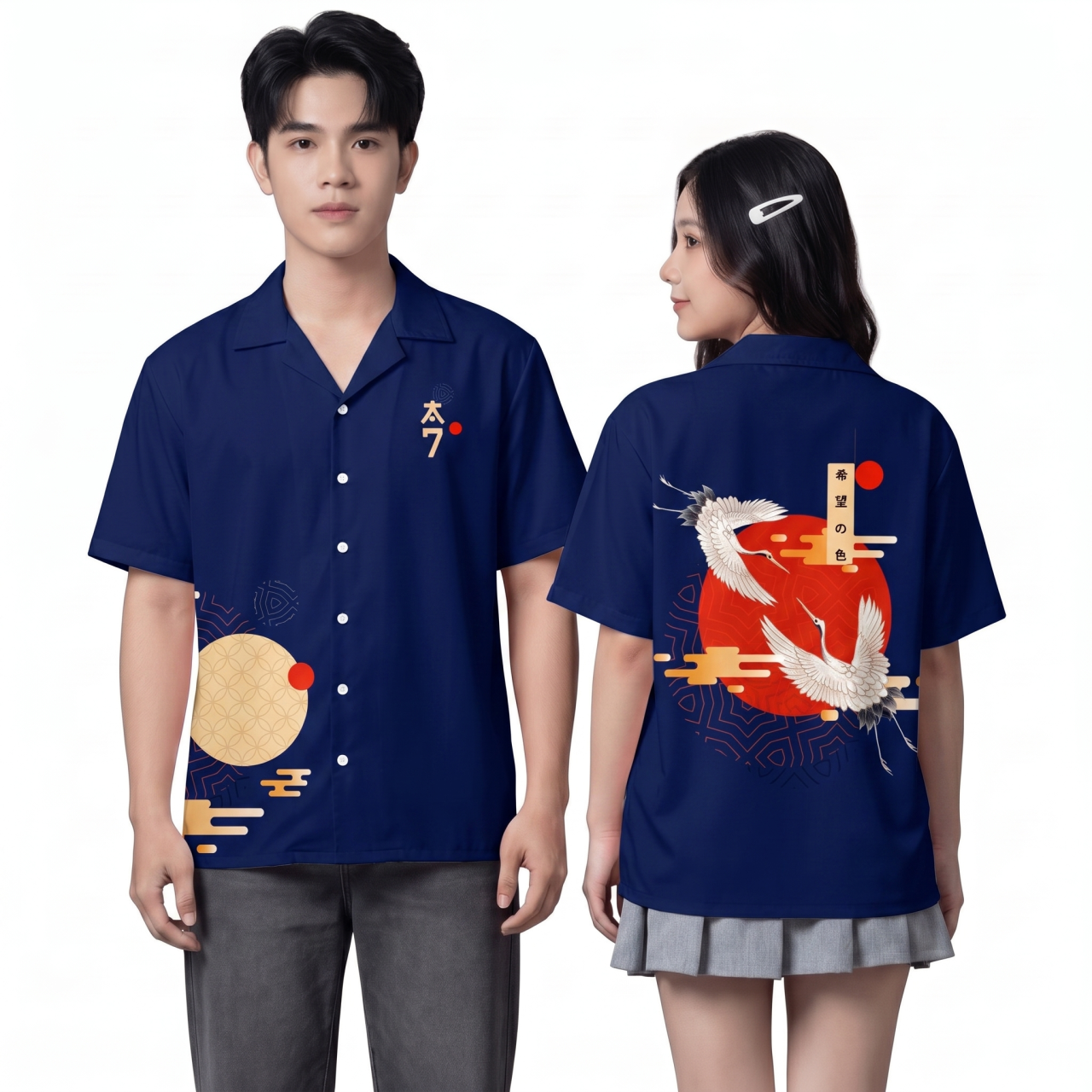 SƠ MI HỌA TIẾT XANH ĐEN-0