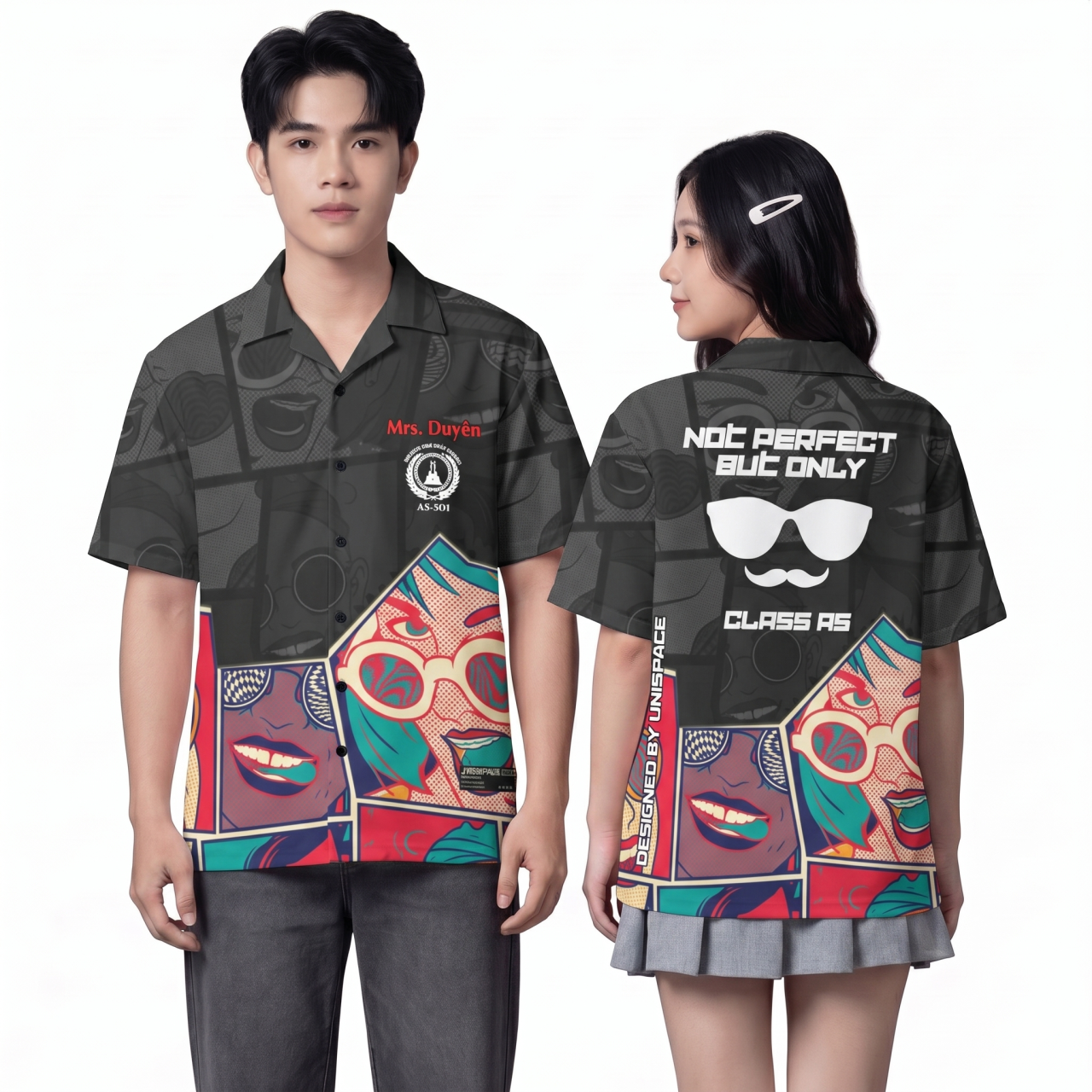 SƠ MI HOẠT TIẾT HỒNG - ĐEN-0