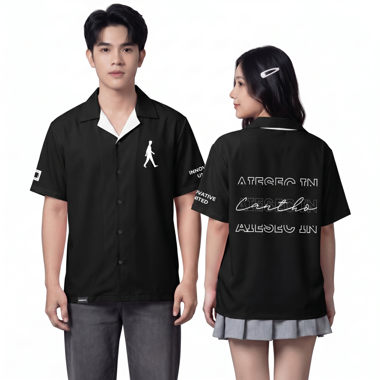 SƠ MI HỌA TIẾT ĐEN-0