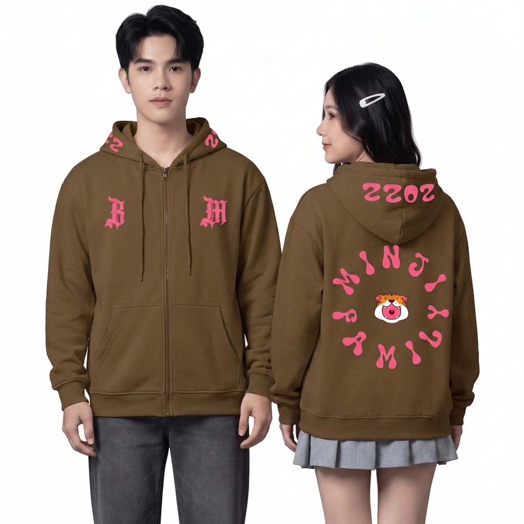 HOODIE HỌA TIẾT NÂU-0