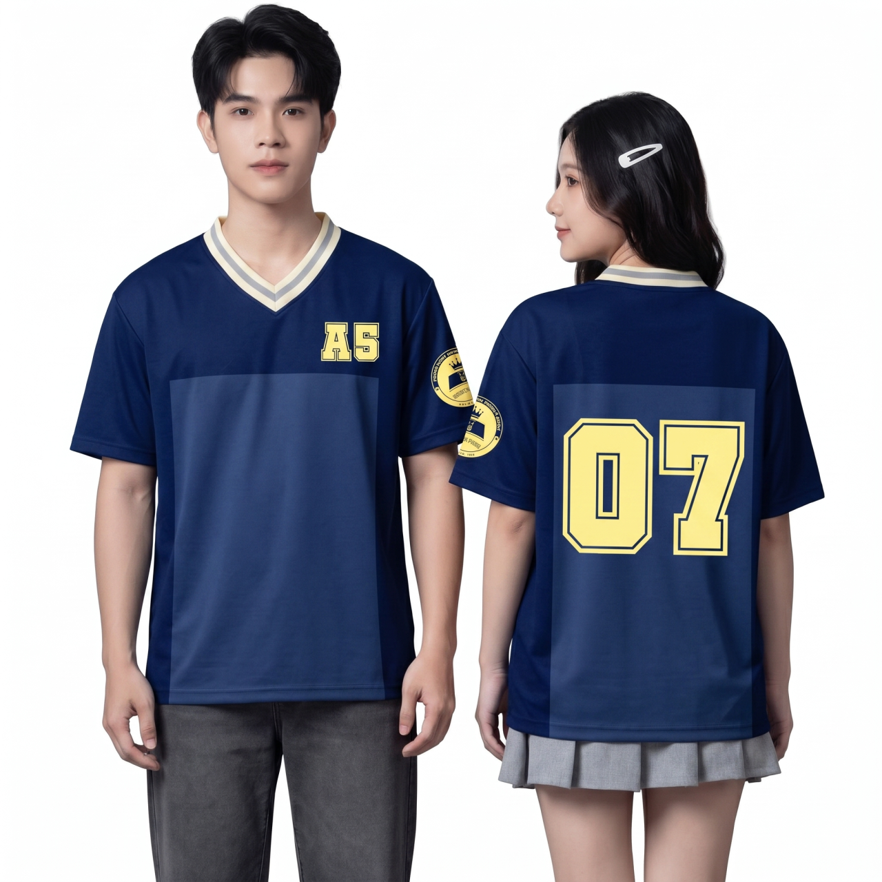 POLO CỔ TIM XANH ĐEN - VÀNG BE-0