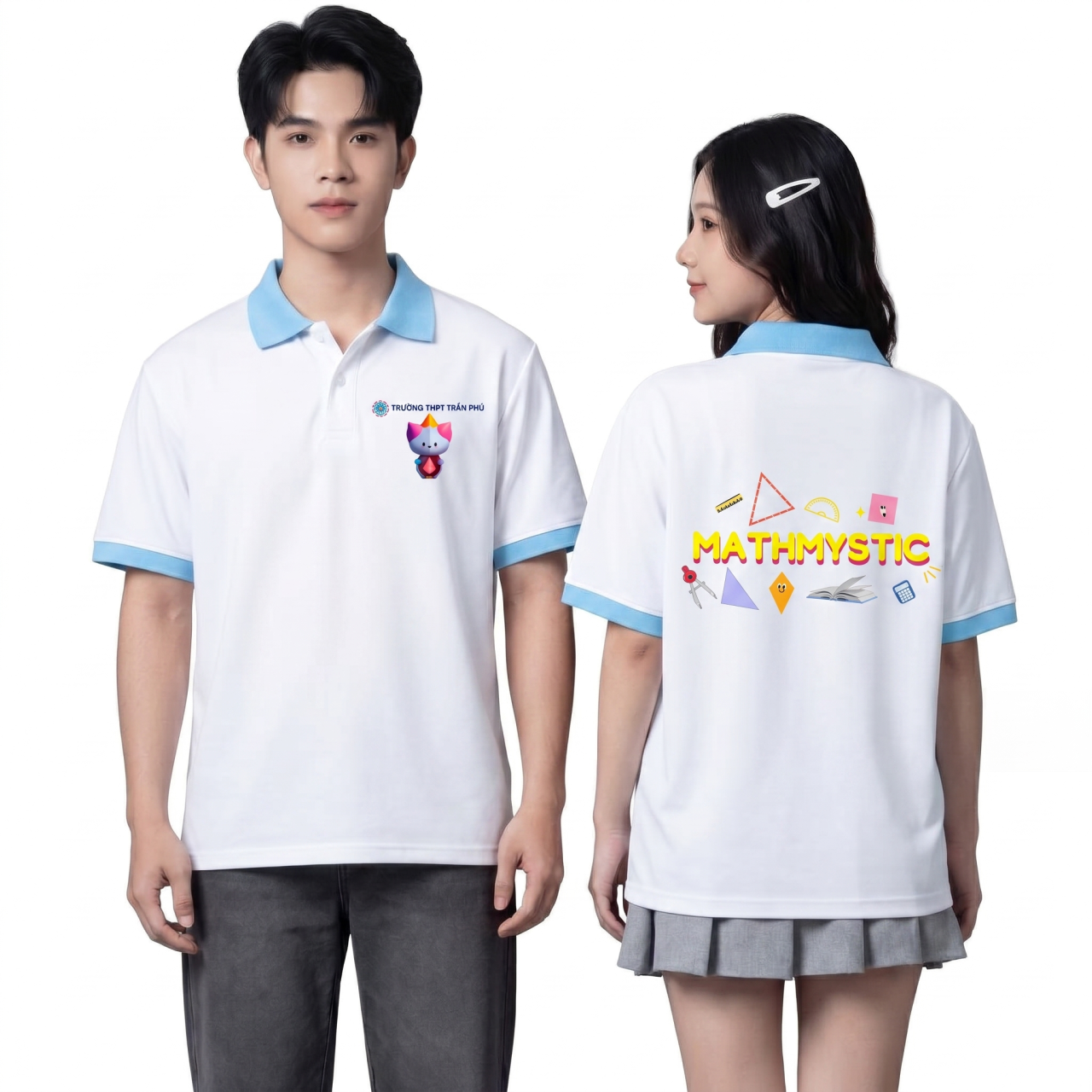 POLO TRẮNG CỔ XANH BIỂN PASTEL-0
