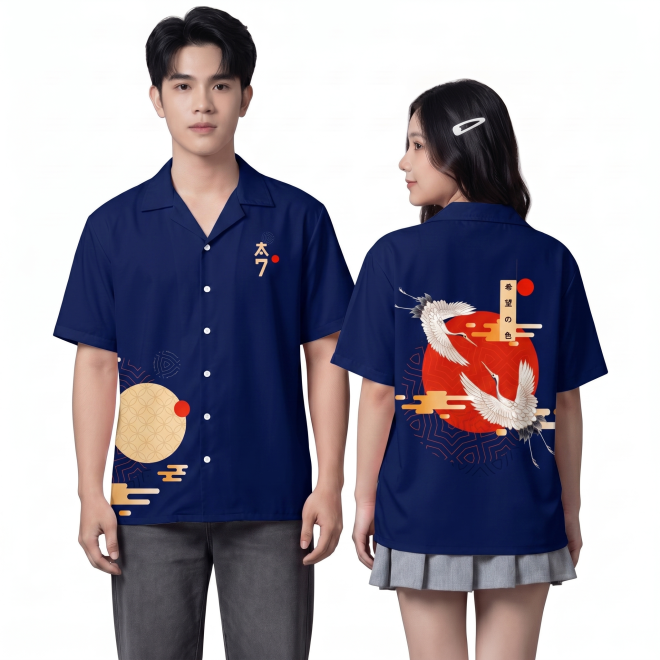 SƠ MI HỌA TIẾT XANH ĐEN-1
