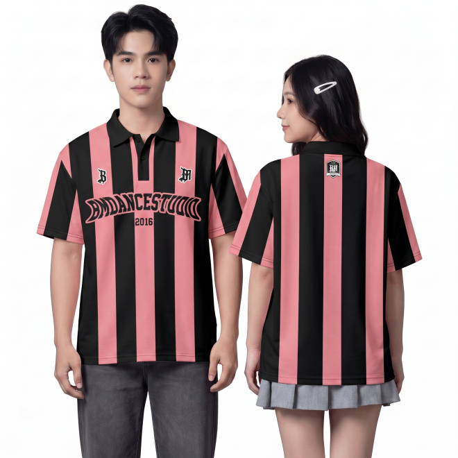 POLO SỌC NÂU - HỒNG-1