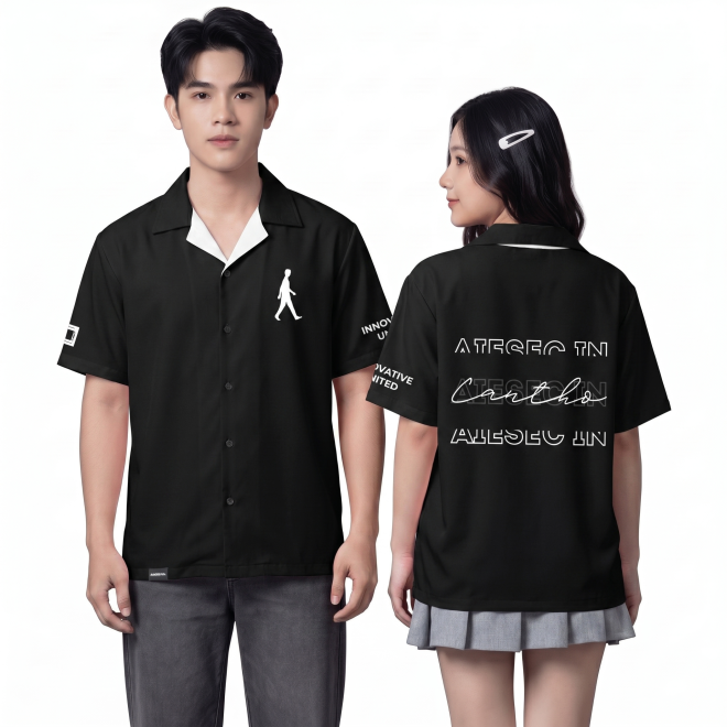 SƠ MI HỌA TIẾT ĐEN-1