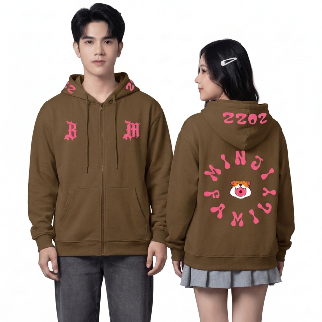 HOODIE HỌA TIẾT NÂU-1
