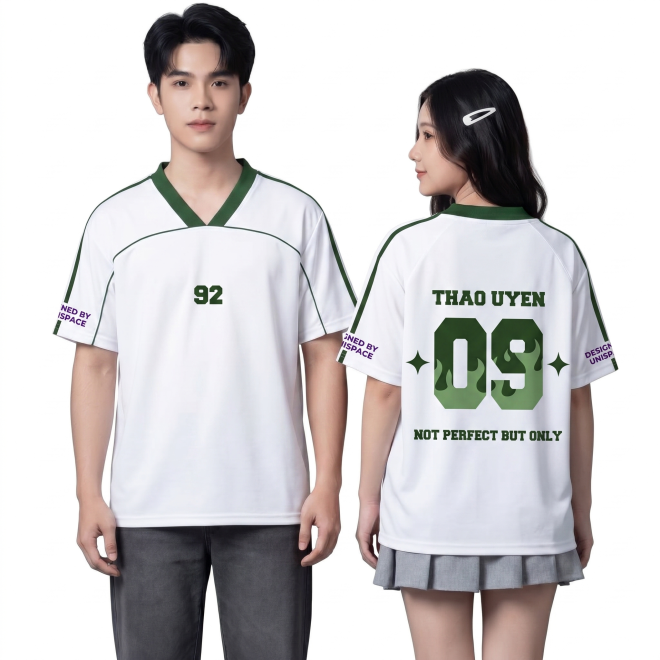 POLO CỔ V TRẮNG VÀ XANH RÊU-1