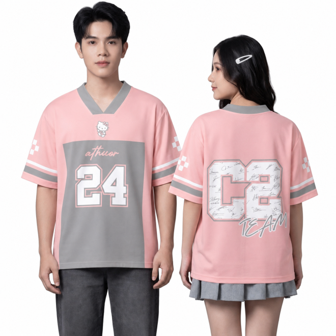 POLO CỔ V MÀU HỒNG VÀ XÁM-1