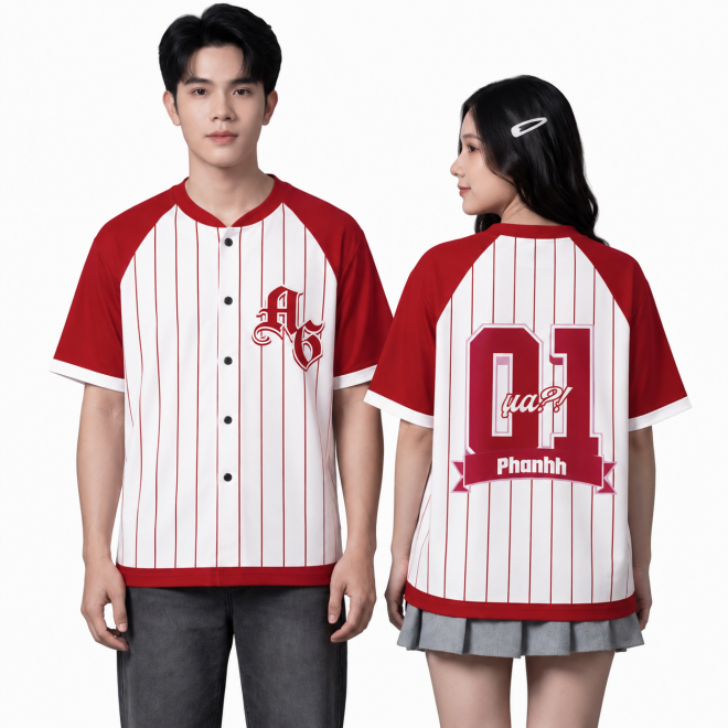 ÁO BÓNG CHÀY SỌC ĐỎ VÀ BE-1
